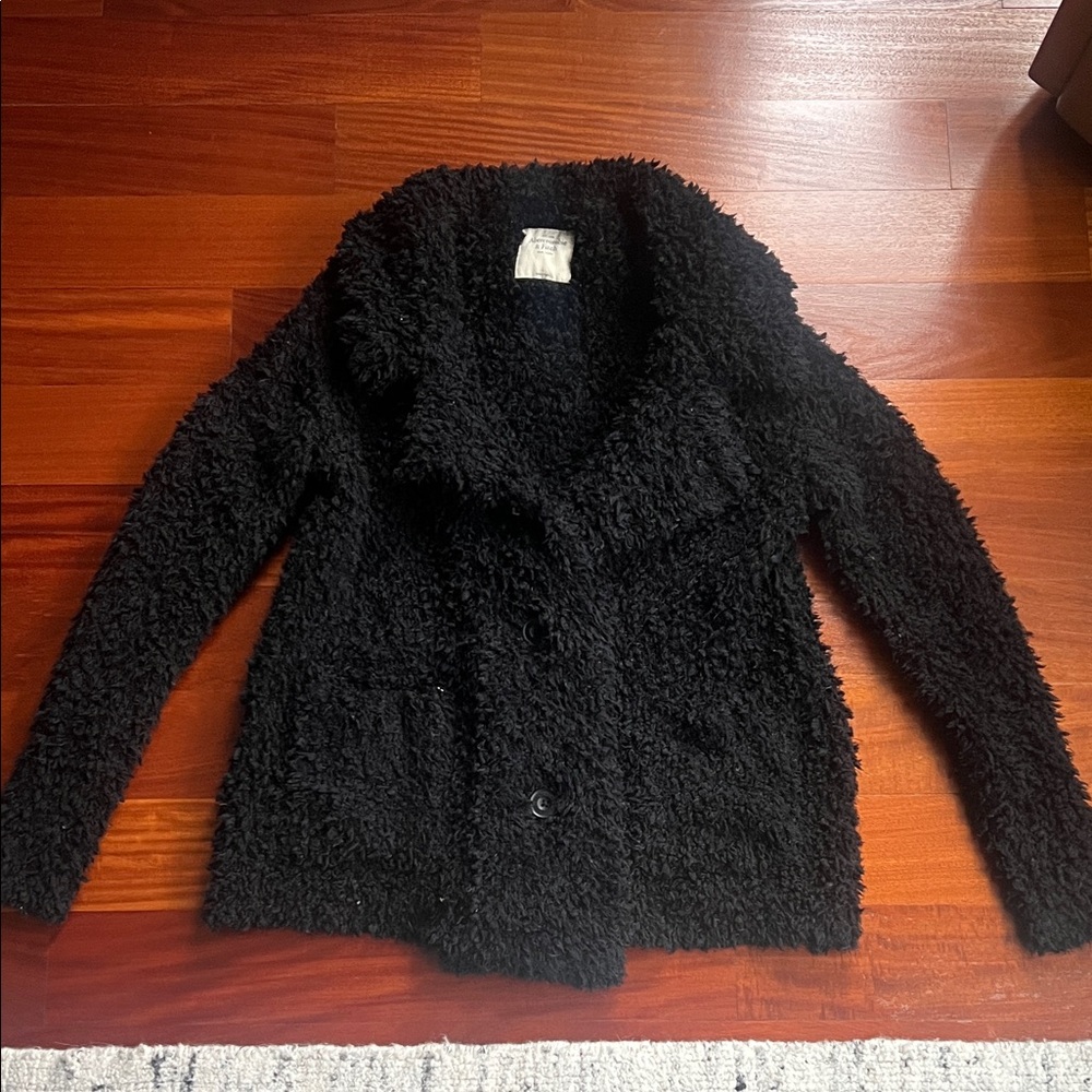 Women's Abercrombie Black Fuzzy Jacket